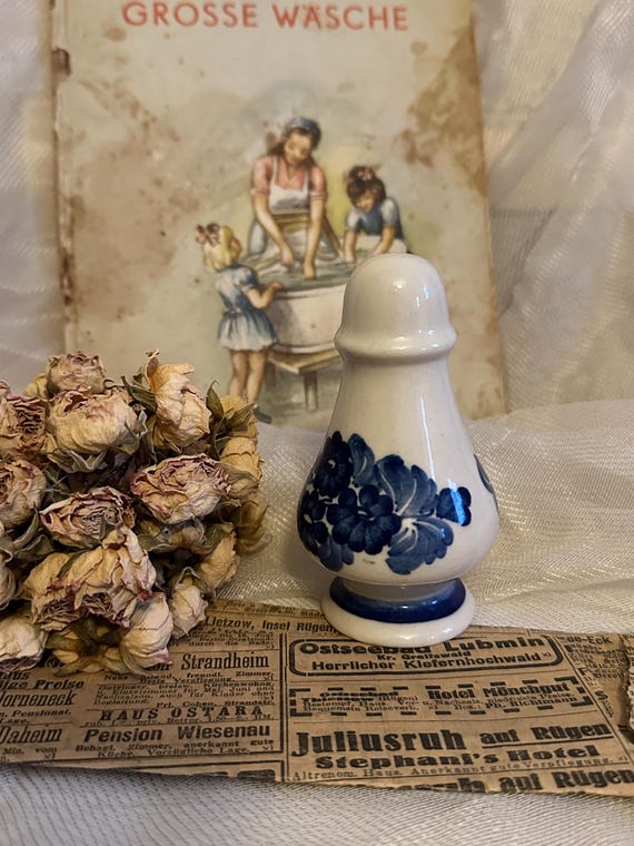 Old antique jug salt shaker ceramic kitchen vintage