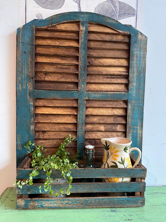 Wooden window shutters, antique finish, decorative window, vintage