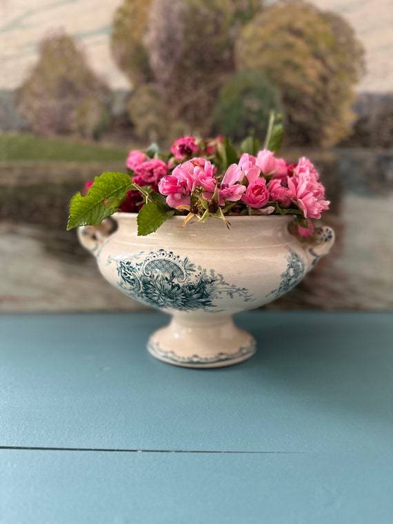 Old antique ceramic terrine bowls faience ceramic Swedish Anna ceramics