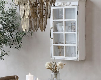 Vetrina, vetrina sospesa, vetrina in vetro, mobile, cassettiera, credenza, finitura anticata