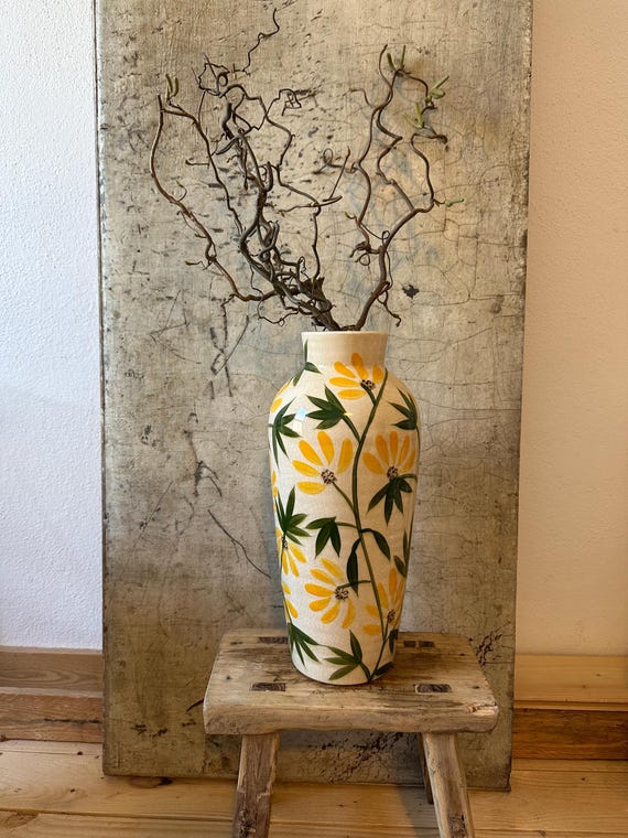 Vase, ceramic vase, flower vase, decorative vintage, Swedish pattern, water jug