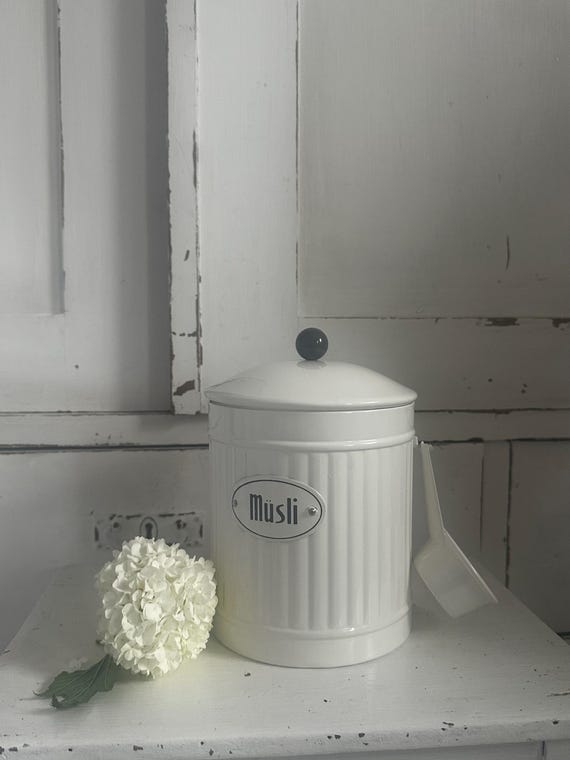 Retro cereal tin, enamel tin, tin, vintage
