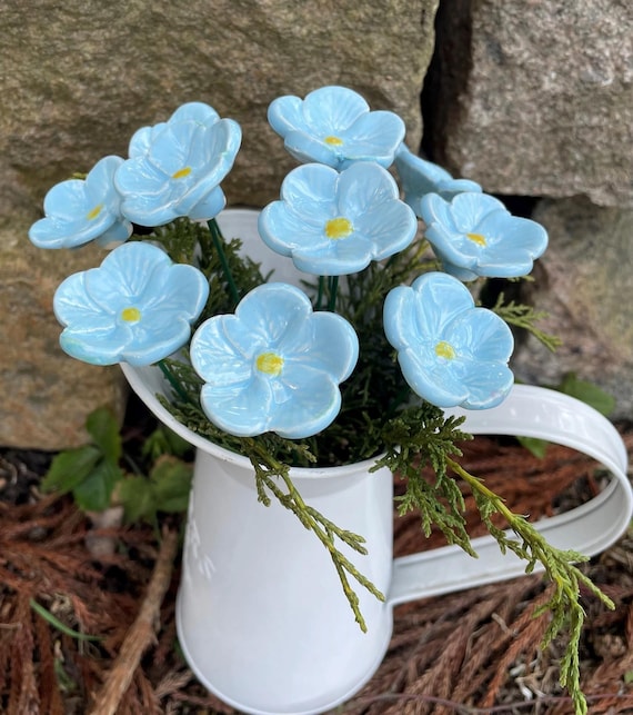 Flowers Ceramic Flowers Vintage Handmade Art Ceramic Decoration Garden Stake Garden Decoration