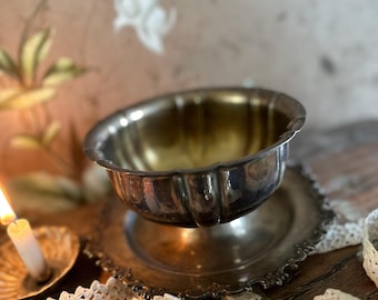 Ancien bol de fermier antique en argent, assiette décorative vintage