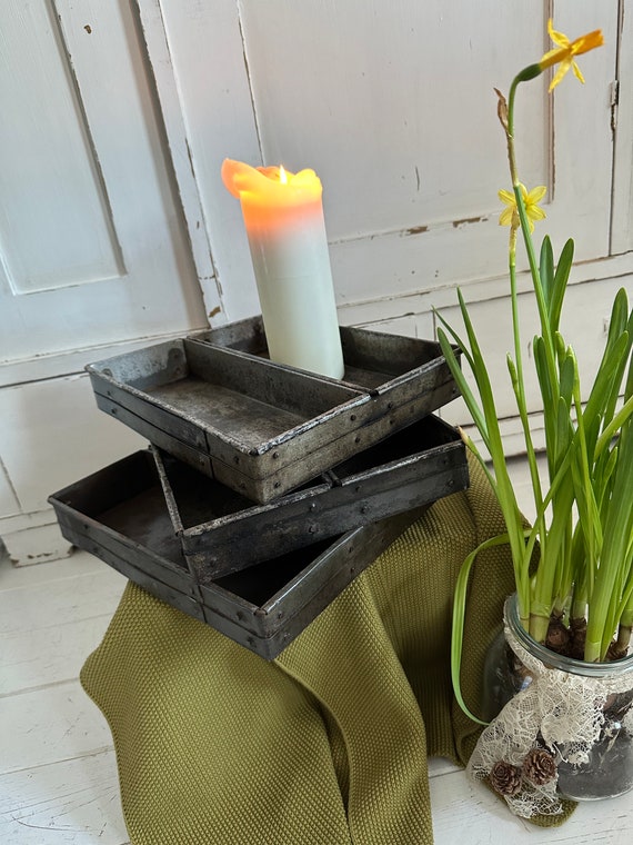 Old antique baking pan double baking pan plant bowl vintage shabby
