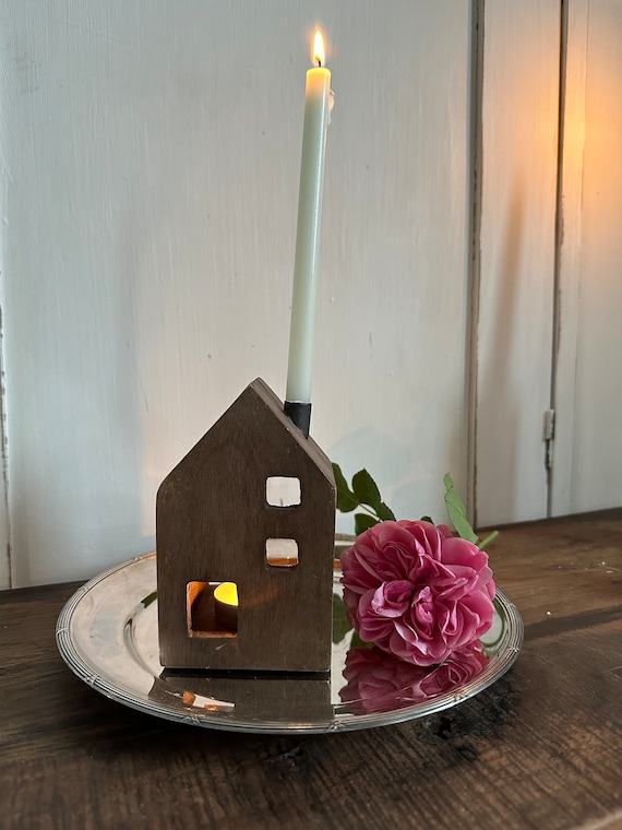 Light house wooden house decoration candle house candle holder vintage