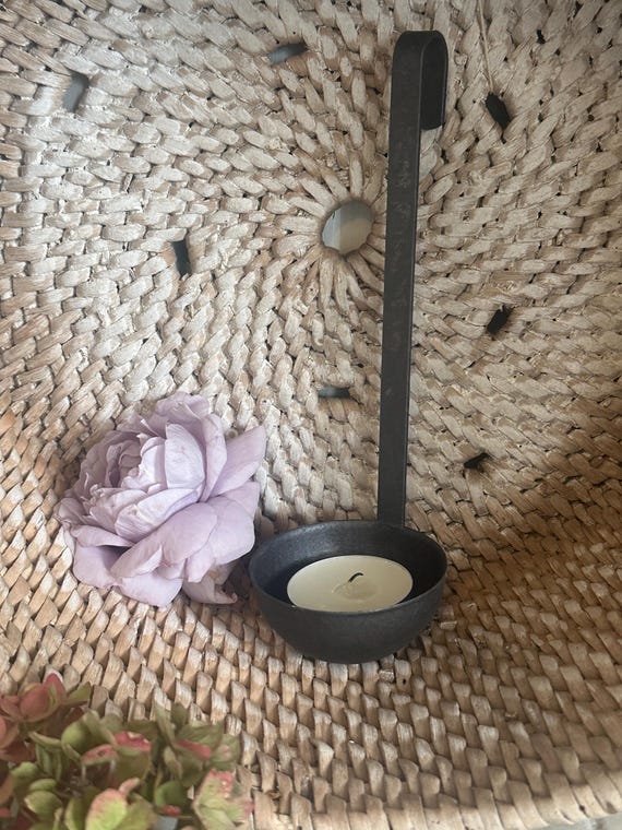 Candle holder candlestick tealight holder metal vintage ladle antique finish