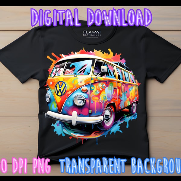 VW camper Design Colorful png for shirts and sublimation designs, sublimation png for shirt