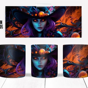Halloween, Mug Sublimation Template - Sublimation Designs -11Oz Mug -15Oz Mug PNG Mug Templates - Cricut Mug Press Designs Wrap