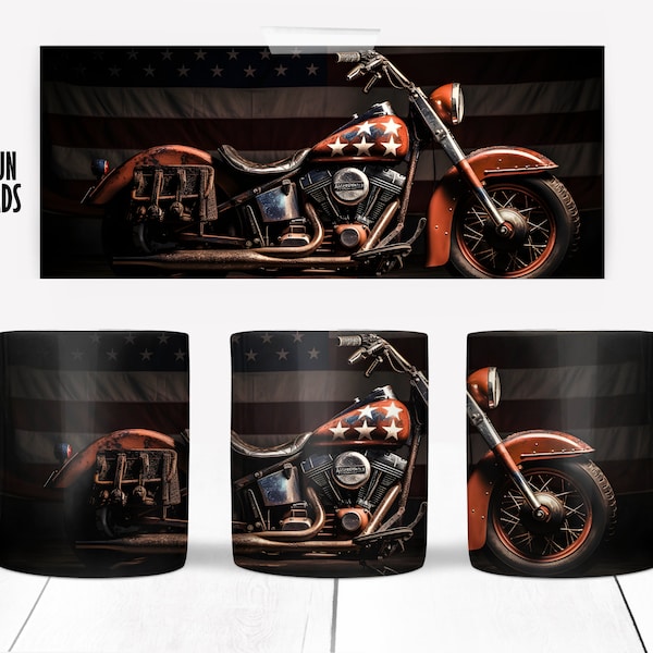 Harley Davidson, America, Mug Sublimation Template - Sublimation Designs -11Oz Mug -15Oz Mug PNG Mug Templates - Cricut Mug Press Designs