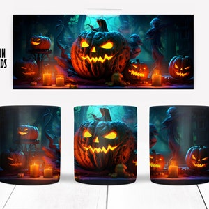 Halloween, Mug Sublimation Template - Sublimation Designs -11Oz Mug -15Oz Mug PNG Mug Templates - Cricut Mug Press Designs Wrap