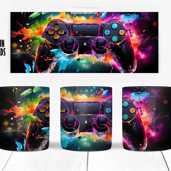 Playstation, Gaming, Becher Sublimationsvorlage - Sublimationsdesigns -11Oz Becher -15Oz Becher PNG Bechervorlagen - Cricut Becherpresse Designs Wrap