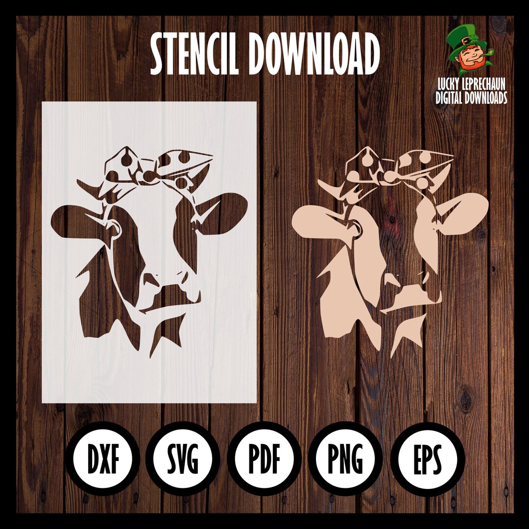 Cow Stencil svg png eps dxf pdf cricut File digital Download stencil Etsy