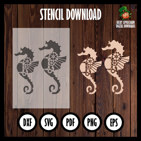 Seahorse Stencil,SVG,PNG,EPS,Dxf,Pdf,cricut file,digital download,Stencil