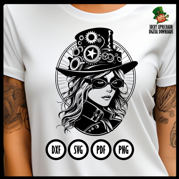 Steam punk woman,SVG,PNG,PDF,cricut file,digital download,