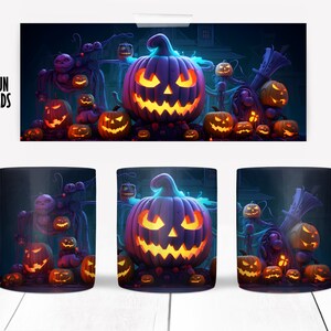 Halloween, Mug Sublimation Template - Sublimation Designs -11Oz Mug -15Oz Mug PNG Mug Templates - Cricut Mug Press Designs Wrap