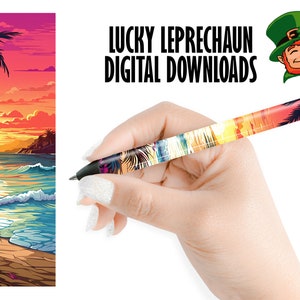 Sunset, beach, pen Sublimation Template - Sublimation Designs pen Templates - Cricut pen Press Designs Wrap