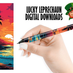 Sunset, beach, pen Sublimation Template - Sublimation Designs pen Templates - Cricut pen Press Designs Wrap
