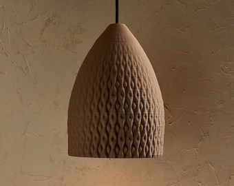 Ceramic Real 3D Printing Pendant Light Sandy Brown Nest Beehive