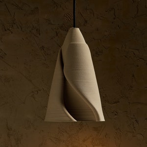 Ceramic Real 3D Printing Pendant Light Conical Ecru Beige Sand Flume