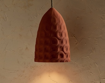 Ceramic Real 3D Printing Pendant Light Terracotta Serpent Spiral Orange Helix
