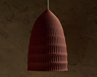 Ceramic Real 3D Printing Pendant Light Terracotta Orange Haze