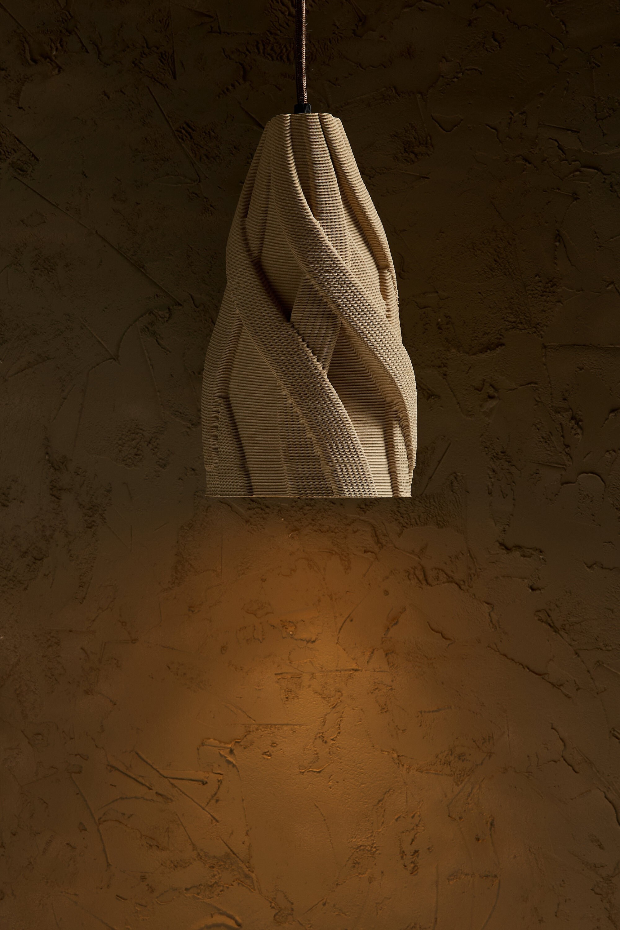 Ceramic Real 3D Printing Pendant Light Abstract Sky Ecru Beige Gem
