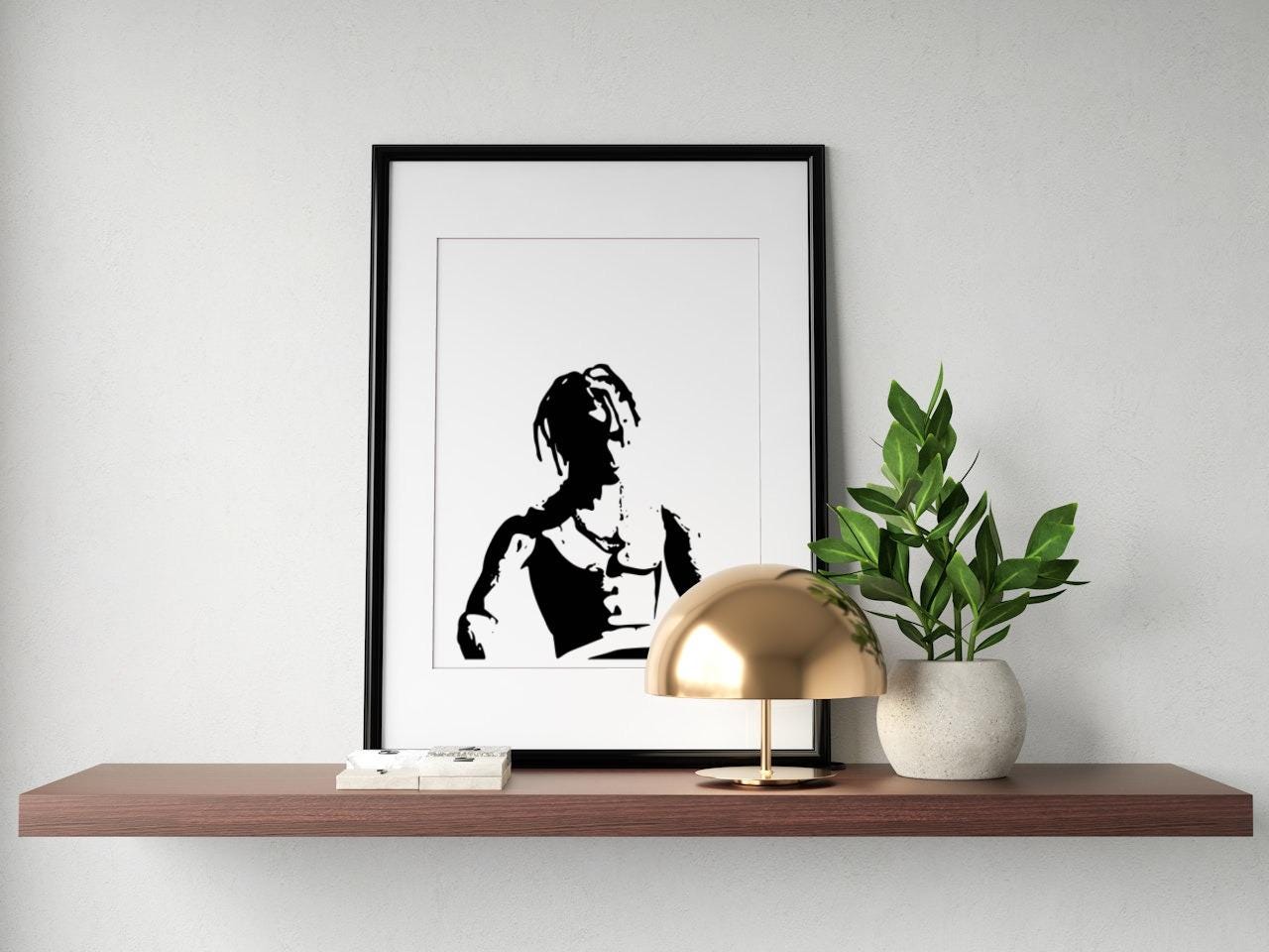 Travis Scott Silhouette – Black and White Music Art Print | Digital ...