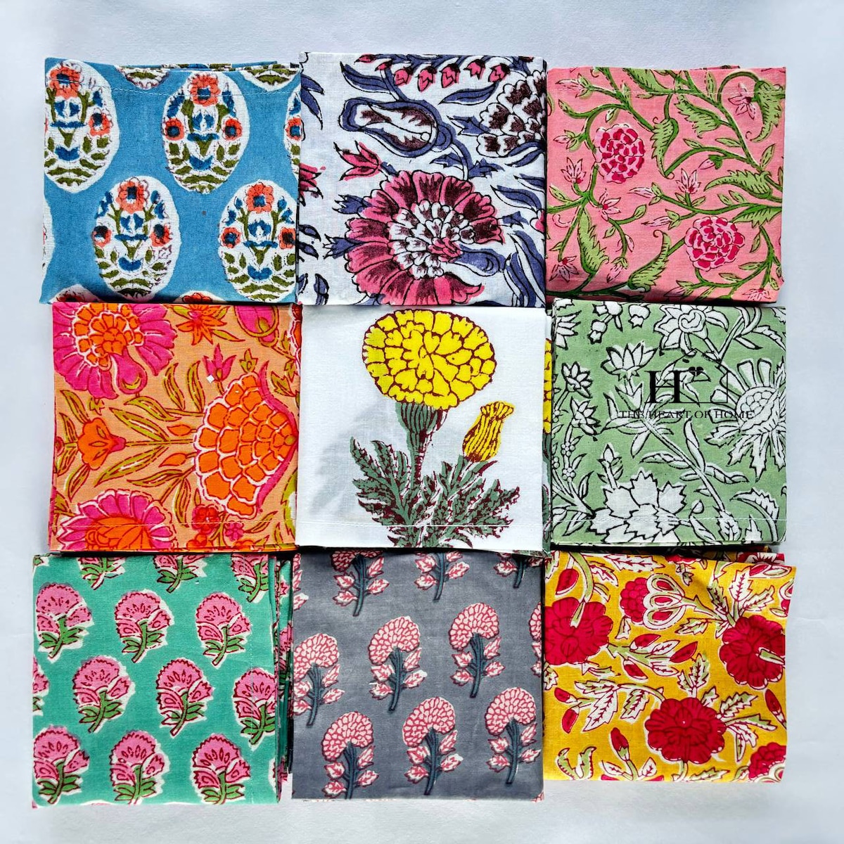 Hand Block Printed Cotton Napkins: Floral Dining Decor, Easter Gift - Etsy