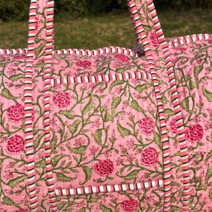 Wilshire Stripe Pink Quilted Duffle Bag main image 1