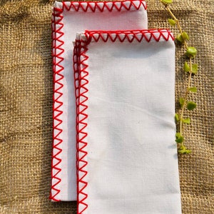 Christmas Indian Hand Embroidery Cotton Cloth Napkins, Wedding Events, Home Party, Christmas gifts, Dinner Gifts Red and green All sizes image 4