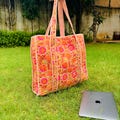 Multicolor Quilted Cotton Tote Bag: Handblock Print, Travel Friendly product logo