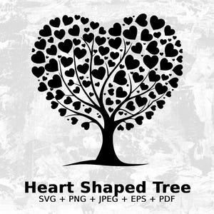 Heart Shaped Tree SVG - Love Heart Floral Tree Silhouette Clipart Cut File, Instant Download, Commercial Use, svg png jpg eps pdf