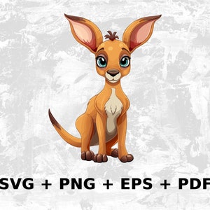 Cartoon Känguru Svg Png Eps, Kommerzielle Nutzung Clipart Vektorgrafiken für Wandkunst, T-Shirts, Sublimation, Einladungen, Print on Demand