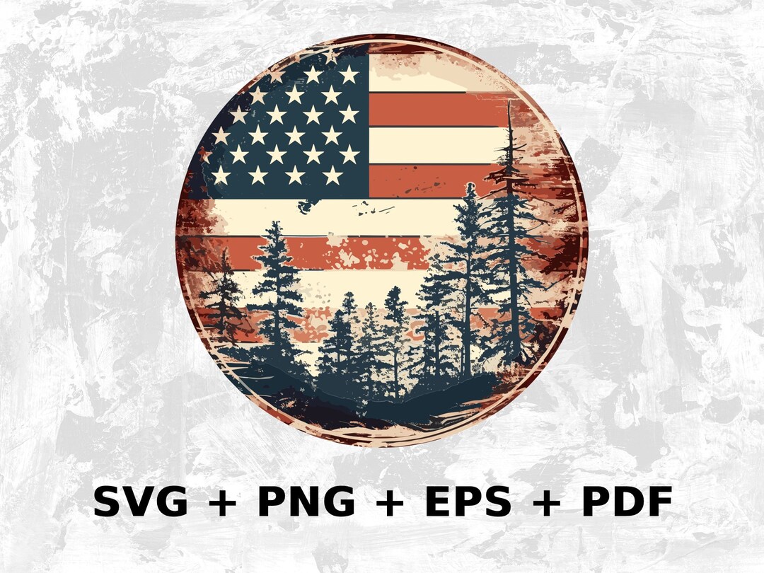 American Flag Forest SVG PNG Eps, Commercial Use Clipart Vector ...
