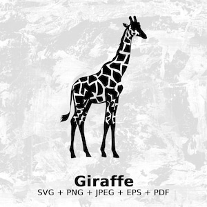 Giraffe SVG - African Safari Animal Giraffe Silhouette Clipart Cut File, Instant Download, Commercial Use, svg  png jpg eps pdf