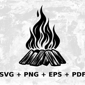 Lagerfeuer Svg Png Eps, Kommerzielle Nutzung Clipart Vektorgrafiken für Wandkunst, Tshirts, Sublimation, Einladungen, Print on Demand