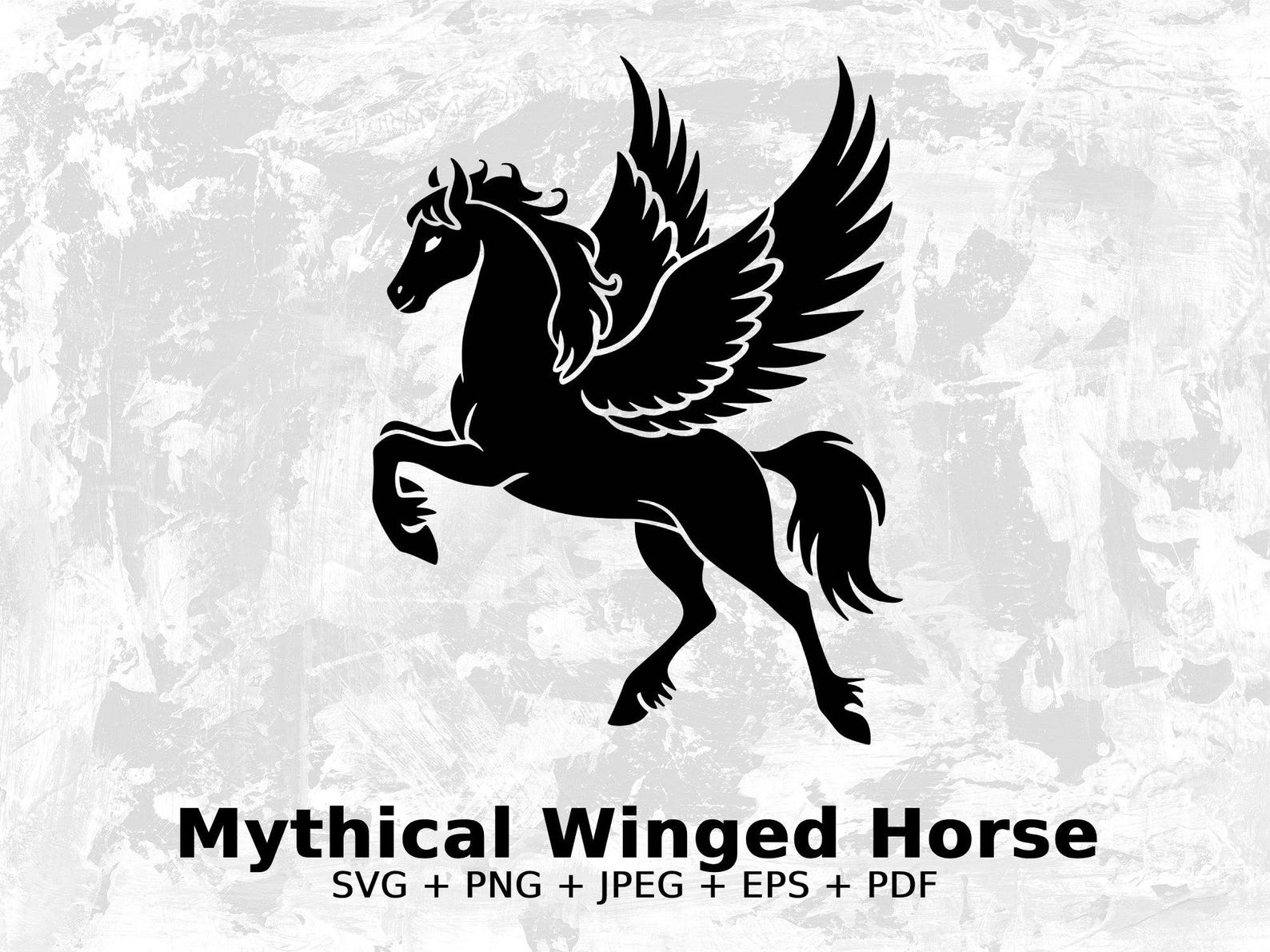 Mythical Winged Horse SVG - Pegasus Flying Horse Creature Silhouette ...