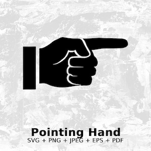 Pointing Hand SVG - Pointer Finger Hand Gesture Sign Silhouette Clipart Cut File, Instant Download, Commercial Use, svg  png jpg eps pdf