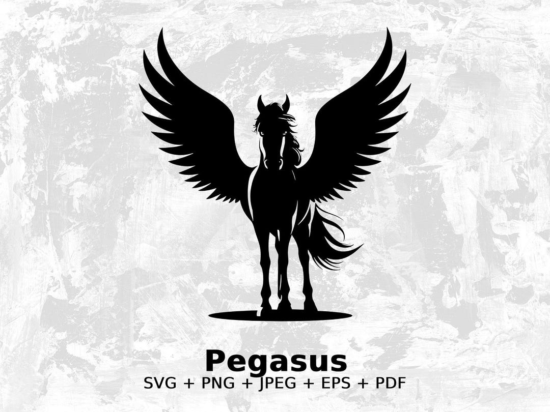 Mythical Winged Horse SVG - Pegasus Flying Horse Creature Silhouette ...
