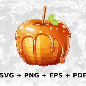 Cartoon Karamelapfel Svg Png Eps, Kommerzielle Nutzung Clipart Vektorgrafiken für Wandkunst, T-Shirts, Sublimation, Print on Demand