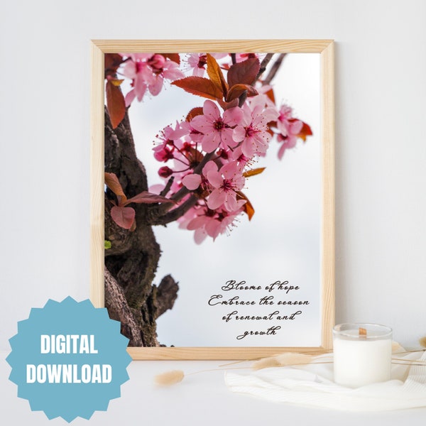 PRINTABLE Spring Season Photo | Cherry Blossom Tree Nature Floral Wall Art Decor Vibrant Blooming Joy Renewal Growth Digital Download - P002
