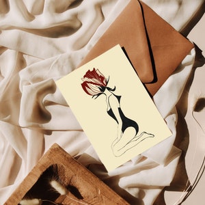 Rose Girl / Carte postale / Illustration artistique