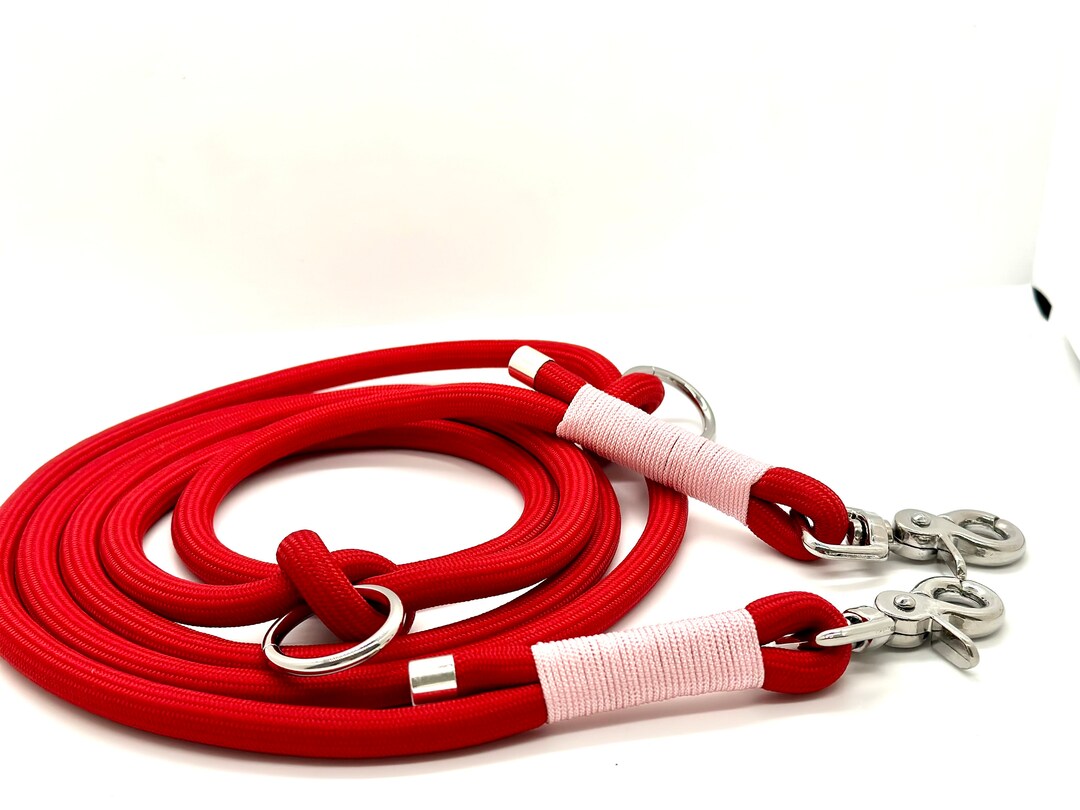 Dog Leash Made of Rope Paracord Red Pink Adjustable Orings Etsy