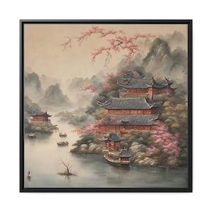China Painting, Printable Art, 24x24 &36x36 inch, Square Canvas, Canvas Painting, Instant Download, Chinese Art, Asian Decor, Oriental Art