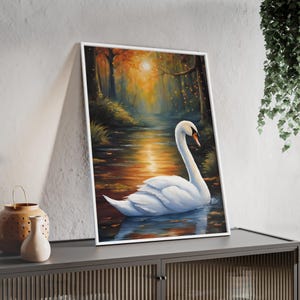 Swan Painting, Animal Art, Wall Art Swan, Lake Painting, 5 Sizes Included, Home Decor, Swan Art Printable, Swan Art Print