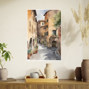 Street In Italy, Italy Watercolour Print Italy, Watercolour Painting Italy, 5 Sizes Included, Watercolour Wall Art, Digital Download
