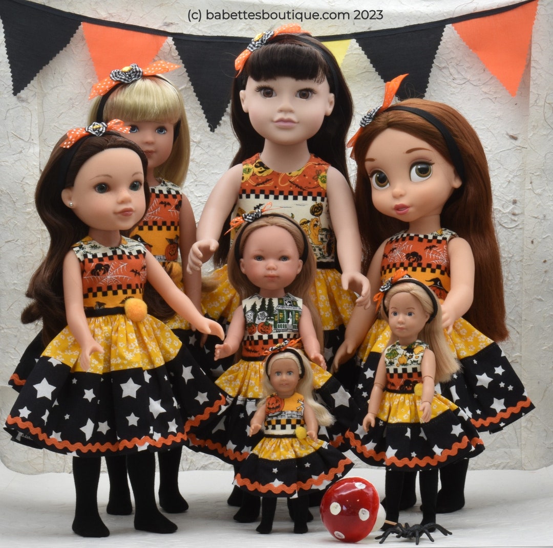 Doll Halloween Dress Cotton Print With Headband Etsy — free download