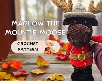 Kanadyjski wzór szydełkowy na łosia konnego Marlow the Mountie Moose Wzór szydełkowy na Dzień Kanady Cyfrowe pobieranie PDF
