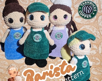 Barista Doll Crochet Pattern - DIGITAL FILE - PDF Download